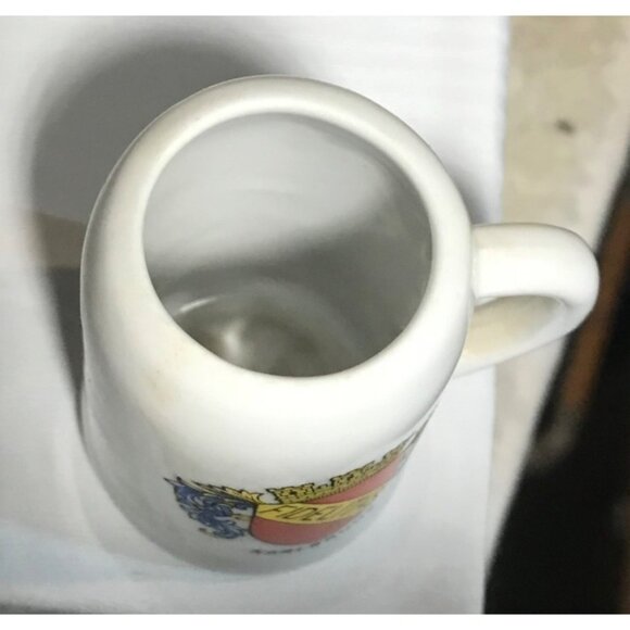 Miniature Porcelain Beer Stein Mug White With Karlsruhe Fidelitas Crest - Picture 3 of 6